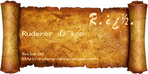 Ruderer Ákos névjegykártya